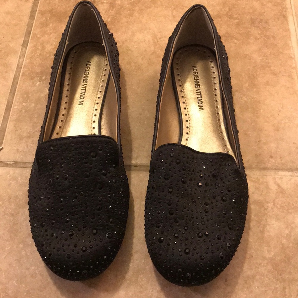 Adrienne vittadini Black rhinestone flats